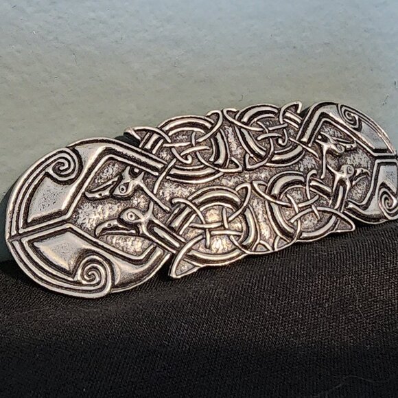 Oberon Design Celtic Peacock Silver Hair Barrette - Picture 10 of 11